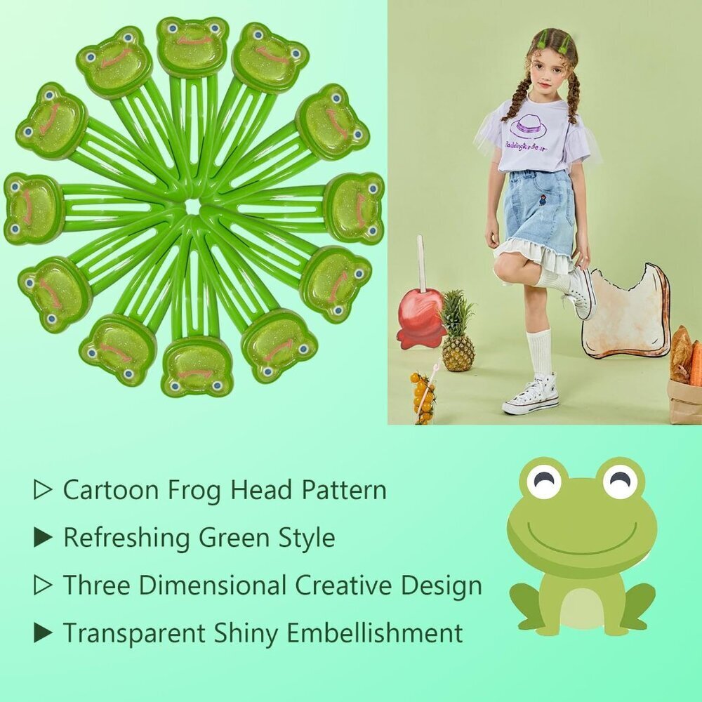 20 Pcs Green Frog Hair Clips Animal Theme Kids Hair Accessories - Picture 5 of 6